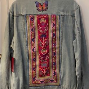Embellished patchwork Boomboom Jeans Jacket with Thai embroidery